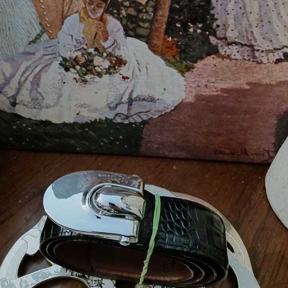 BRIAN TOOHEY 925 Sterling Silver Buckle Snake Embossed Leather Belt Large π π΄ - Picture 10 of 15